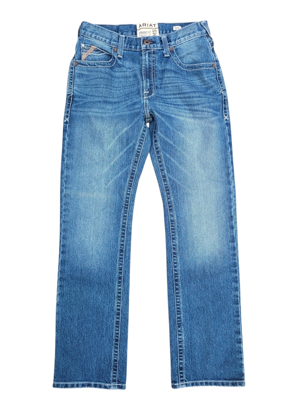 30x34 Ariat M5 Devon Straight Fit Straight Leg Jeans Blue Wash Men's